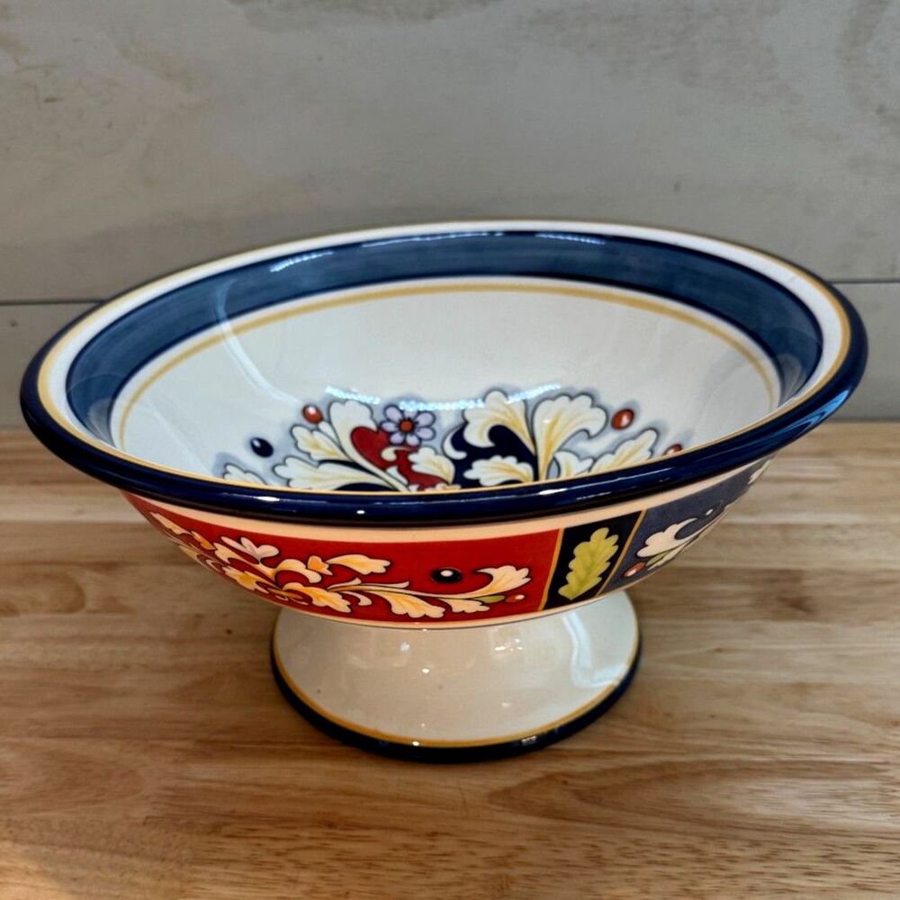 NWOB Pier 1 Della Ceramiche Ped3stal Footed Serving Bowl.  discontinued in 2009